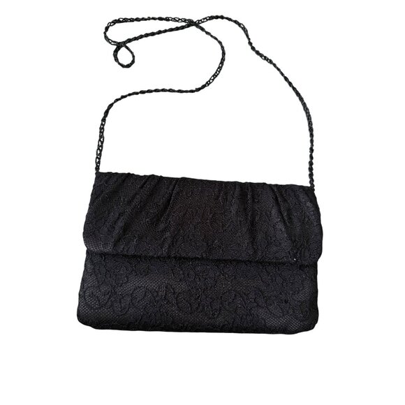 NINA Black Lace Cocktail Shoulder Bag Clutch - Picture 6 of 9